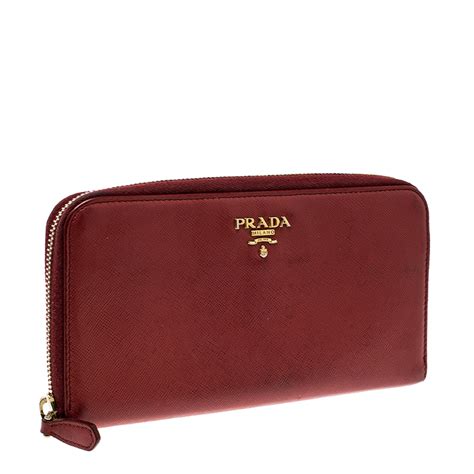 prada wallet red|Prada zipper wallet.